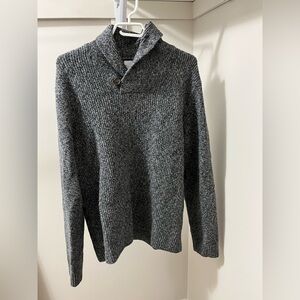 Men's Grey Sweater with Button Collar